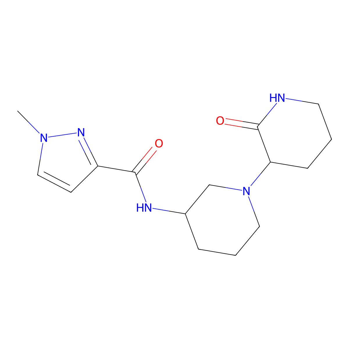 1-methyl-N-{2-oxo-[1,3-bipiperidin]-3-yl}-1H-pyrazole-3-carboxamide molecular structure, CAS 3054405-76-1