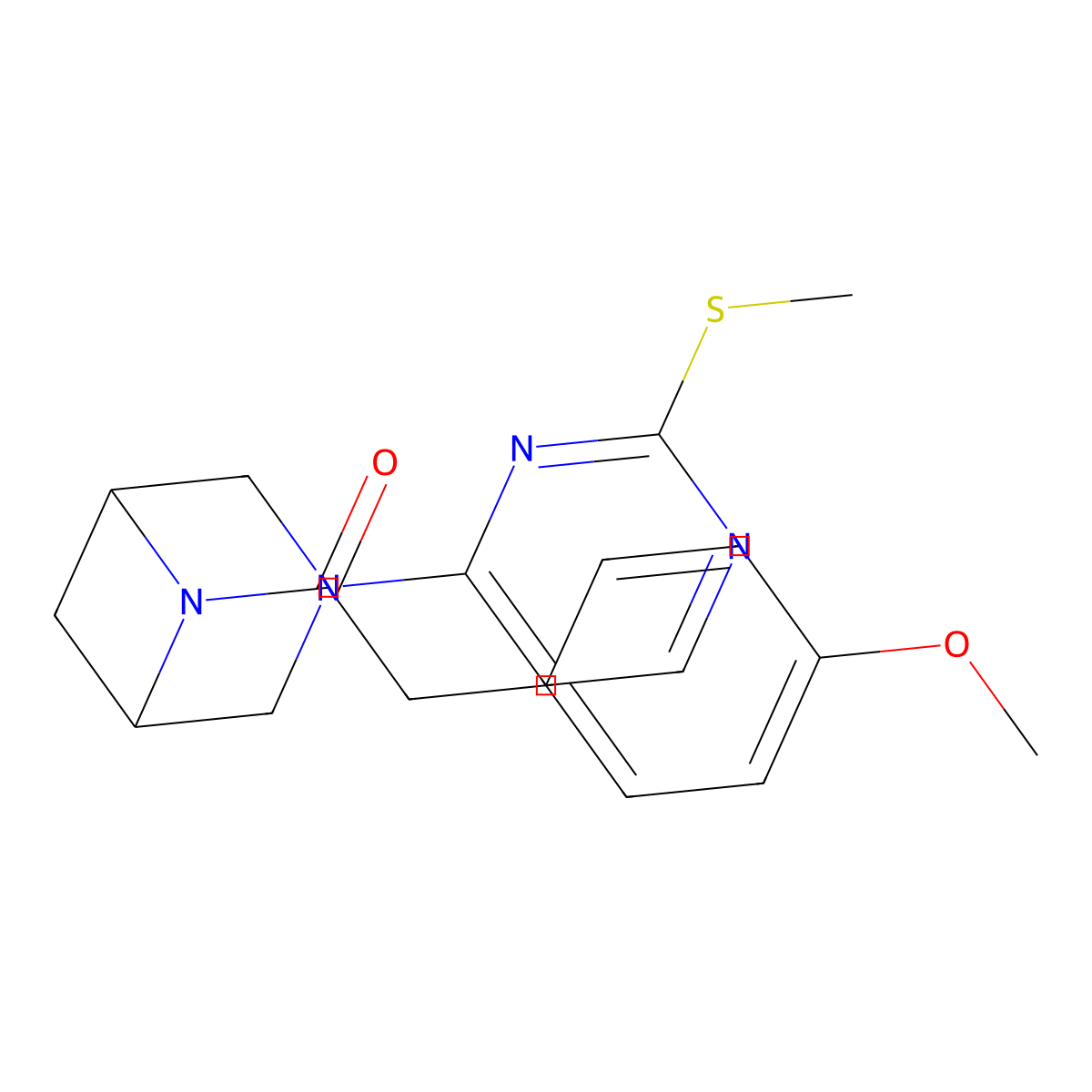 2-(4-Methoxyphenyl)-1-{3-[2-(methylsulfanyl)pyrimidin-4-yl]-3,6-diazabicyclo[3.1.1]heptan-6-yl}ethan-1-one molecular structure, CAS 3054405-77-2