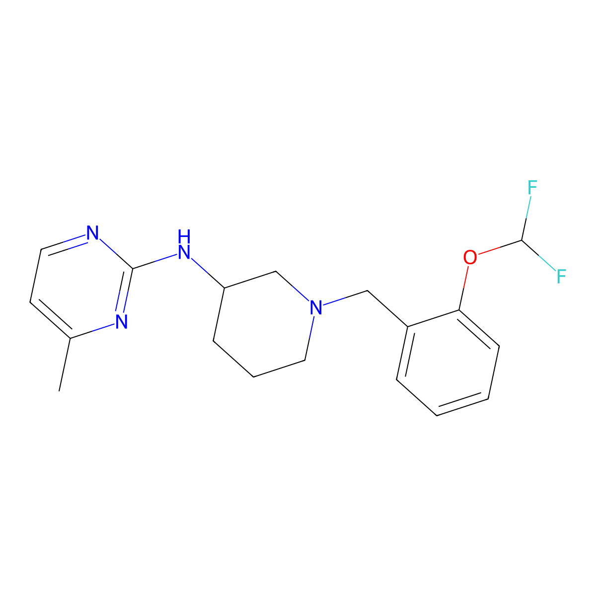 N-(1-{[2-(difluoromethoxy)phenyl]methyl}piperidin-3-yl)-4-methylpyrimidin-2-amine molecular structure, CAS 3054405-81-8