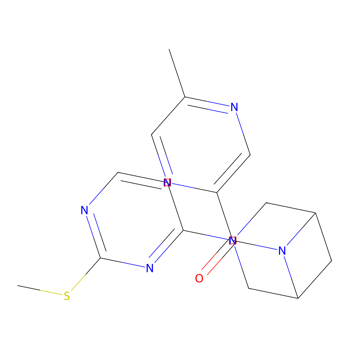 6-(5-Methylpyrazine-2-carbonyl)-3-[2-(methylsulfanyl)pyrimidin-4-yl]-3,6-diazabicyclo[3.1.1]heptane molecular structure, CAS 3054405-91-0