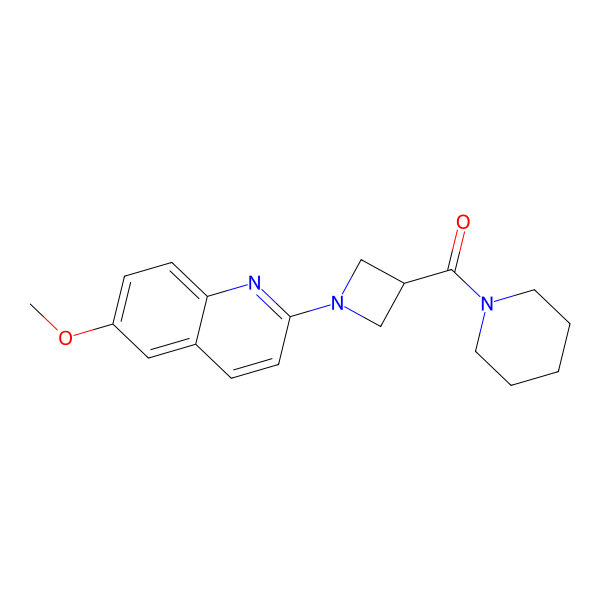 6-Methoxy-2-[3-(piperidine-1-carbonyl)azetidin-1-yl]quinoline molecular structure, CAS 3054405-93-2