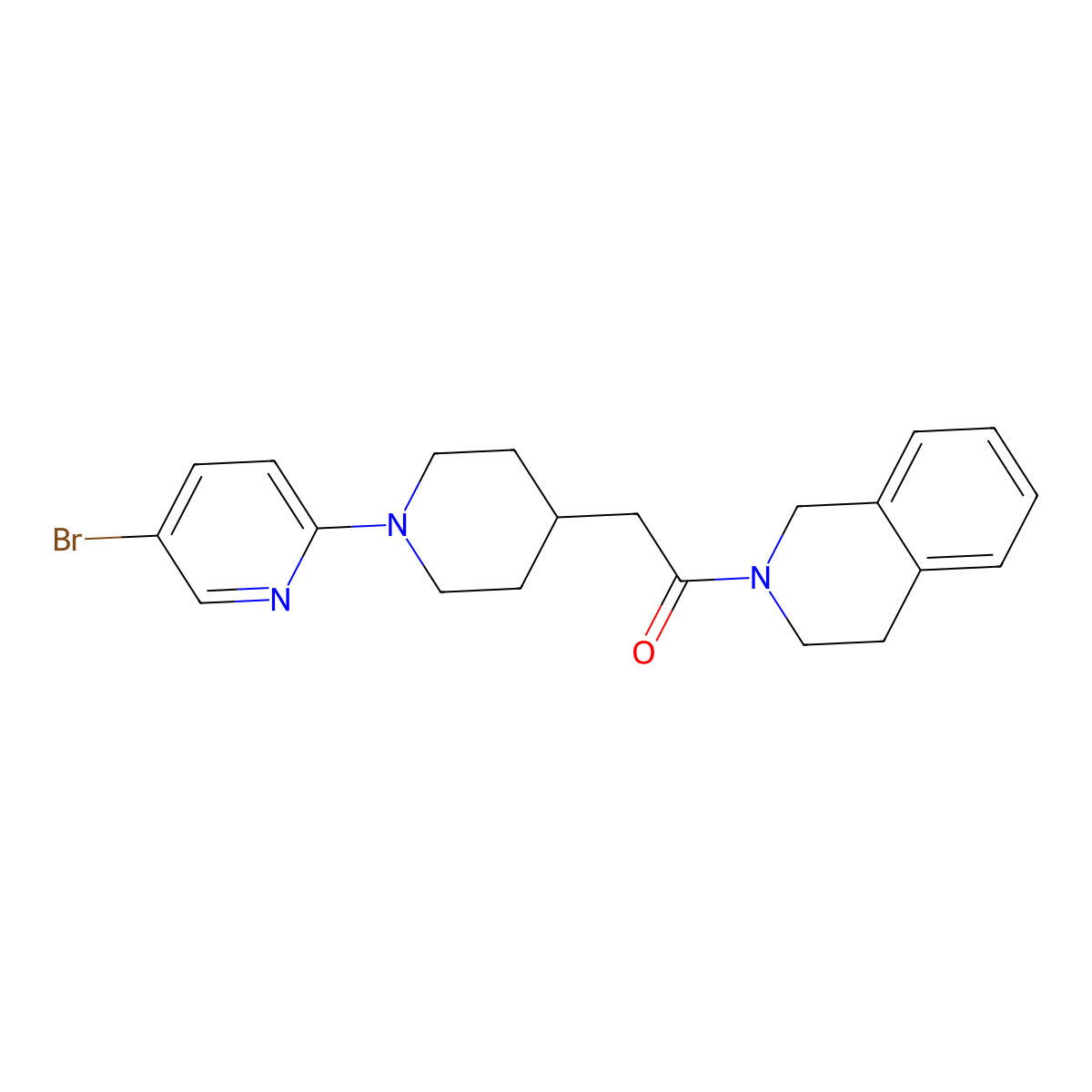 2-[1-(5-Bromopyridin-2-yl)piperidin-4-yl]-1-(1,2,3,4-tetrahydroisoquinolin-2-yl)ethan-1-one molecular structure, CAS 3054405-94-3