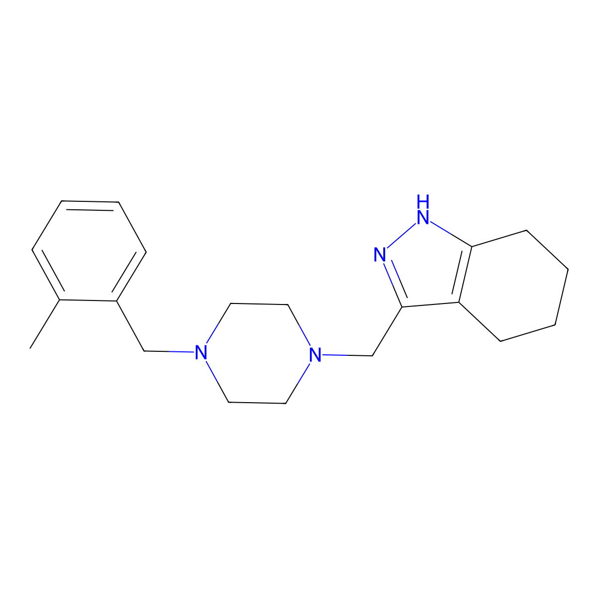 3-({4-[(2-methylphenyl)methyl]piperazin-1-yl}methyl)-4,5,6,7-tetrahydro-1H-indazole molecular structure, CAS 3054405-96-5