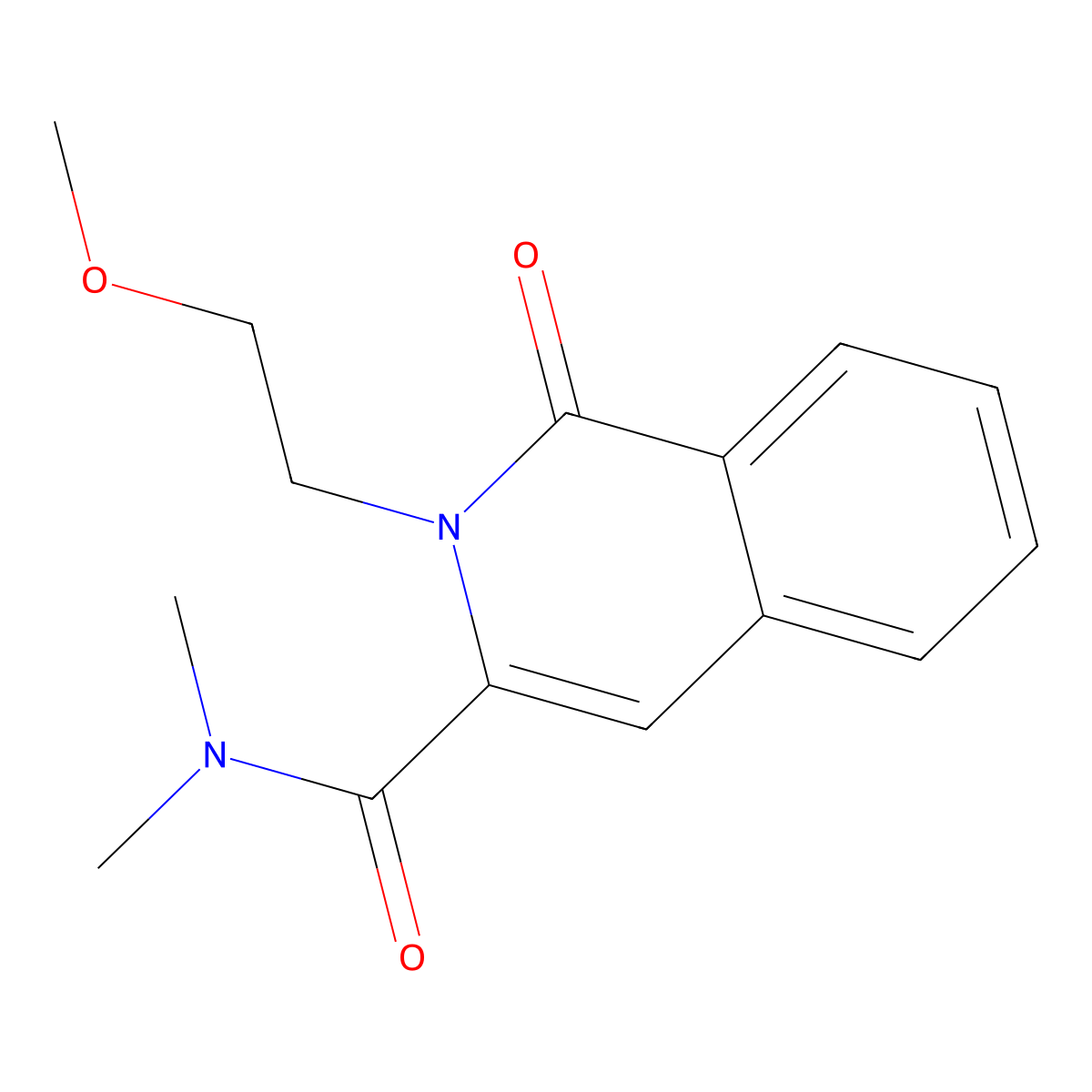 2-(2-methoxyethyl)-N,N-dimethyl-1-oxo-1,2-dihydroisoquinoline-3-carboxamide molecular structure, CAS 3054405-98-7