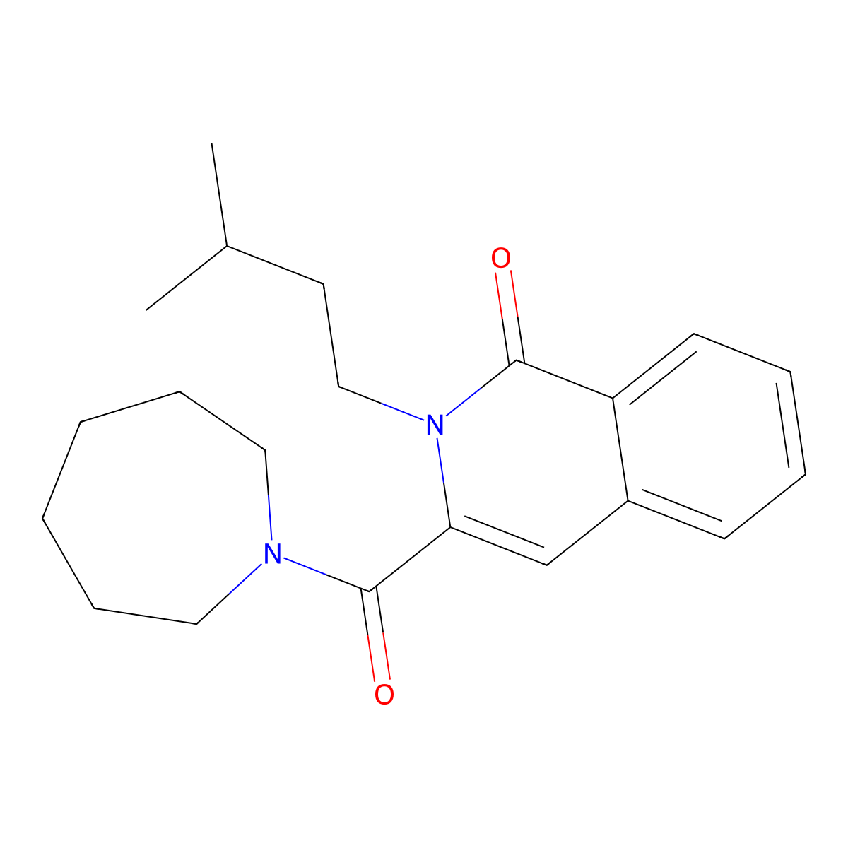 3-(Azepane-1-carbonyl)-2-(3-methylbutyl)-1,2-dihydroisoquinolin-1-one molecular structure, CAS 3054406-24-2