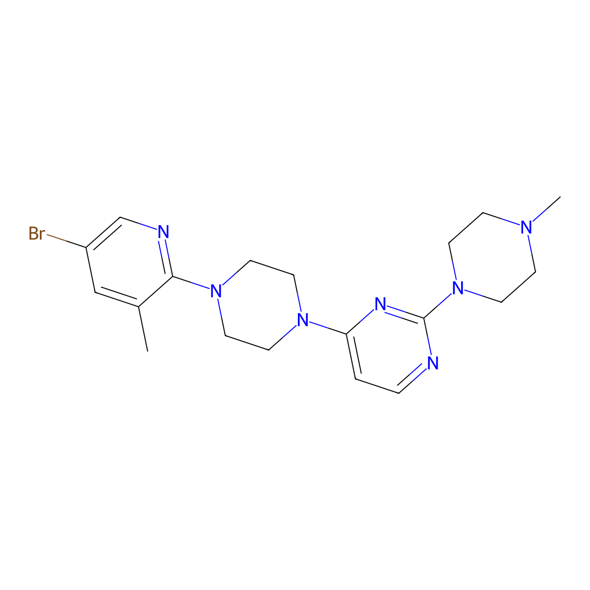 4-[4-(5-Bromo-3-methylpyridin-2-yl)piperazin-1-yl]-2-(4-methylpiperazin-1-yl)pyrimidine molecular structure, CAS 3054406-29-7