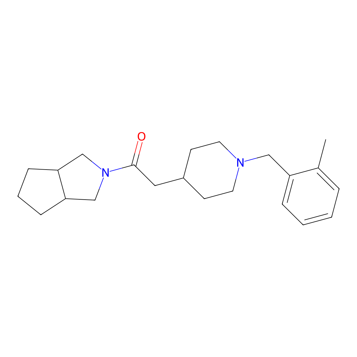 2-{1-[(2-Methylphenyl)methyl]piperidin-4-yl}-1-{octahydrocyclopenta[c]pyrrol-2-yl}ethan-1-one molecular structure, CAS 3054406-50-4