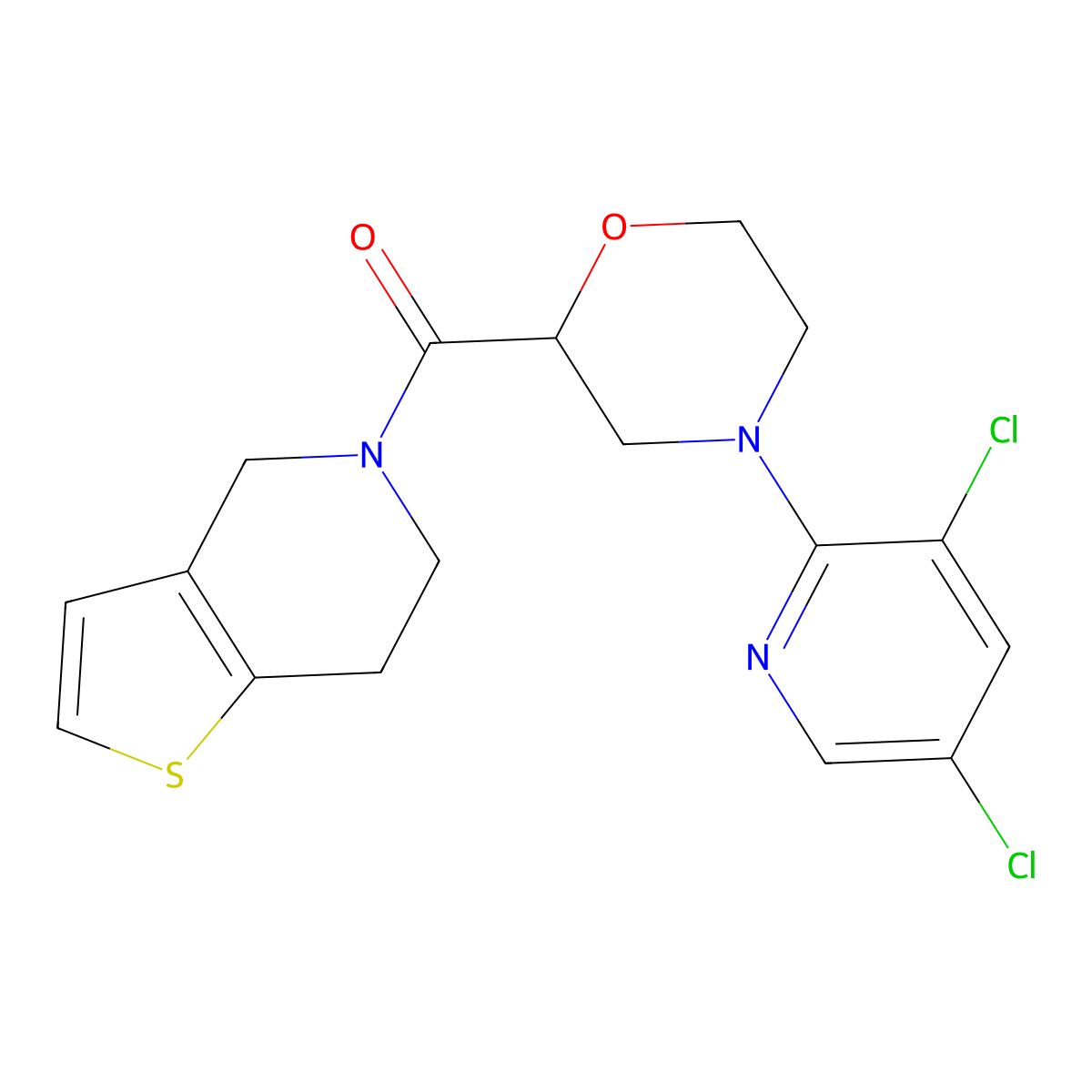 4-(3,5-dichloropyridin-2-yl)-2-{4H,5H,6H,7H-thieno[3,2-c]pyridine-5-carbonyl}morpholine molecular structure, CAS 3054406-54-8
