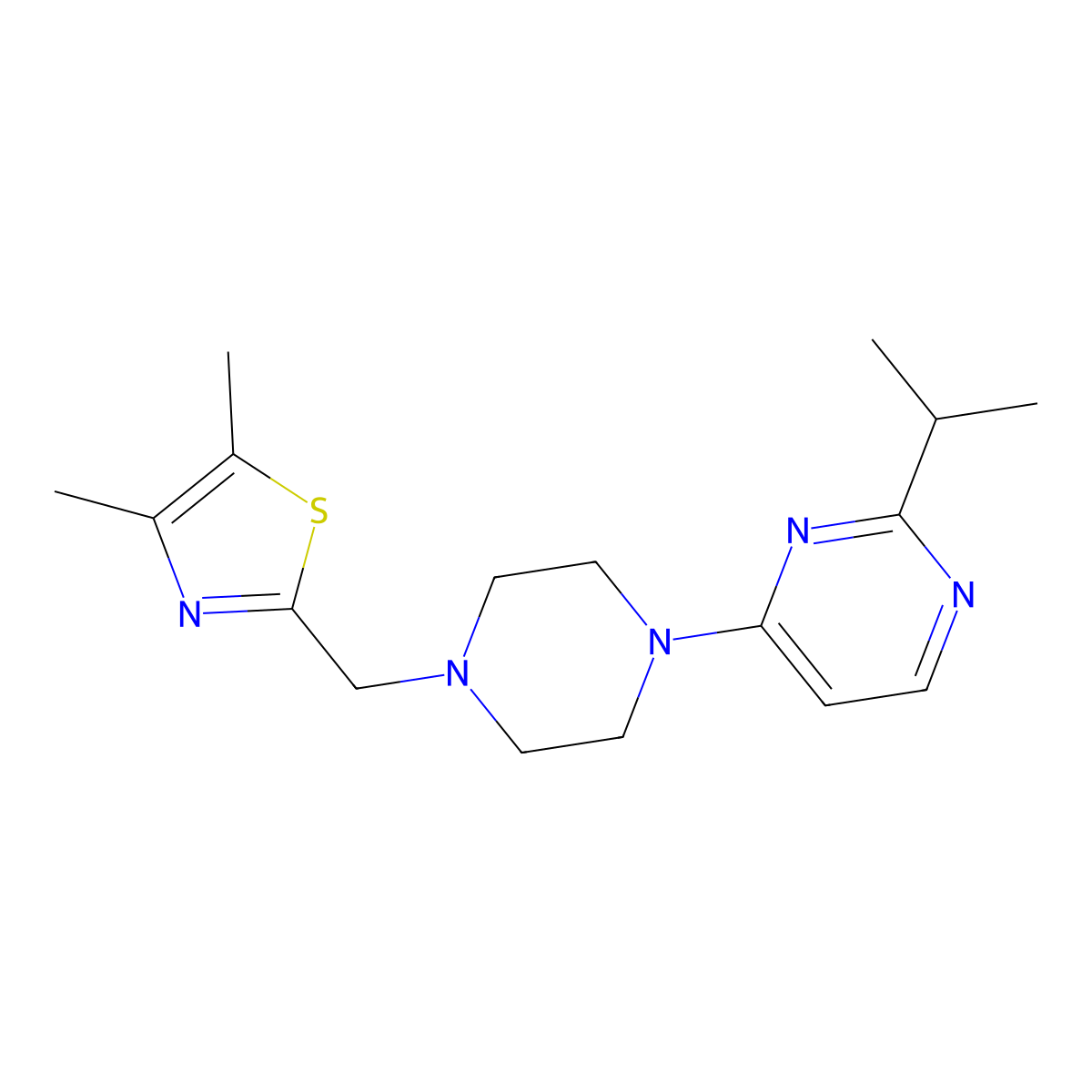 4-{4-[(4,5-Dimethyl-1,3-thiazol-2-yl)methyl]piperazin-1-yl}-2-(propan-2-yl)pyrimidine molecular structure, CAS 3054406-57-1