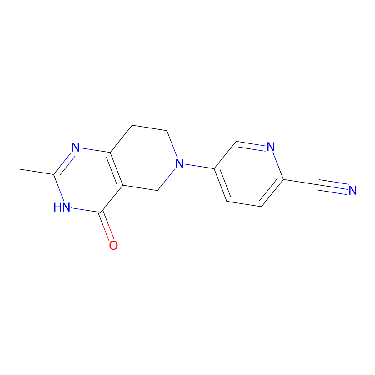 5-{2-methyl-4-oxo-3H,4H,5H,6H,7H,8H-pyrido[4,3-d]pyrimidin-6-yl}pyridine-2-carbonitrile molecular structure, CAS 3054406-58-2