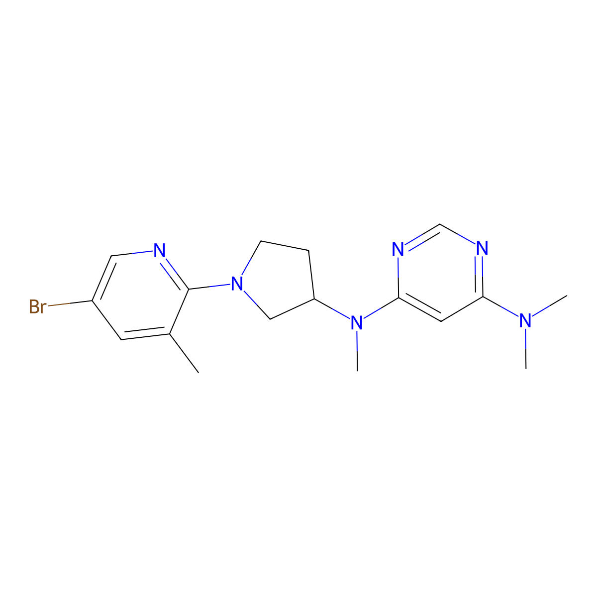 N4-[1-(5-bromo-3-methylpyridin-2-yl)pyrrolidin-3-yl]-N4,N6,N6-trimethylpyrimidine-4,6-diamine molecular structure, CAS 3054406-59-3