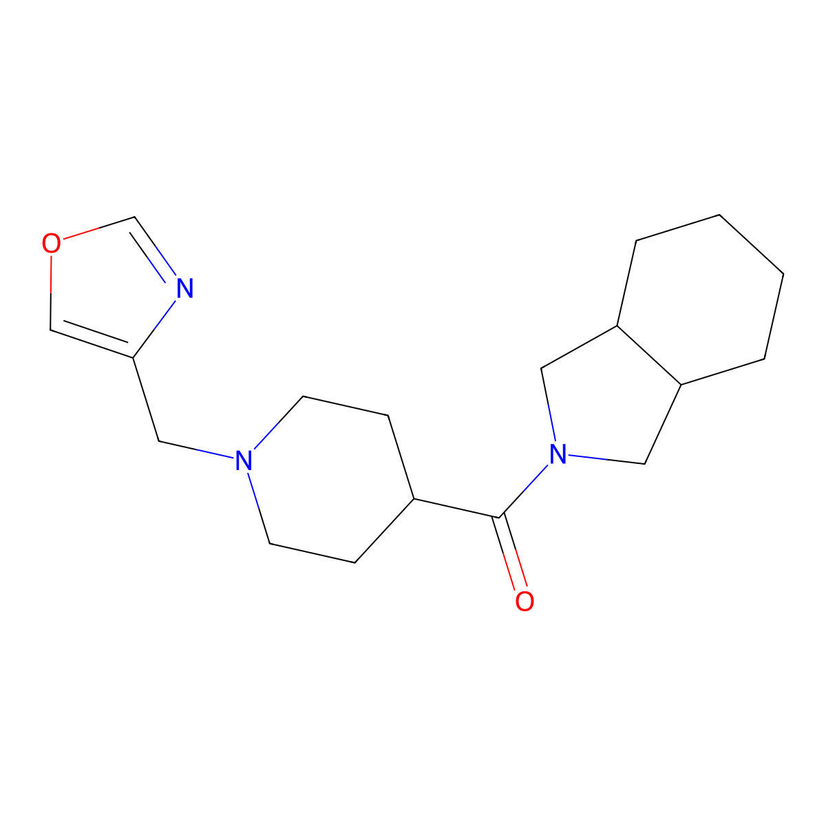 2-{1-[(1,3-oxazol-4-yl)methyl]piperidine-4-carbonyl}-octahydro-1H-isoindole molecular structure, CAS 3054406-60-6