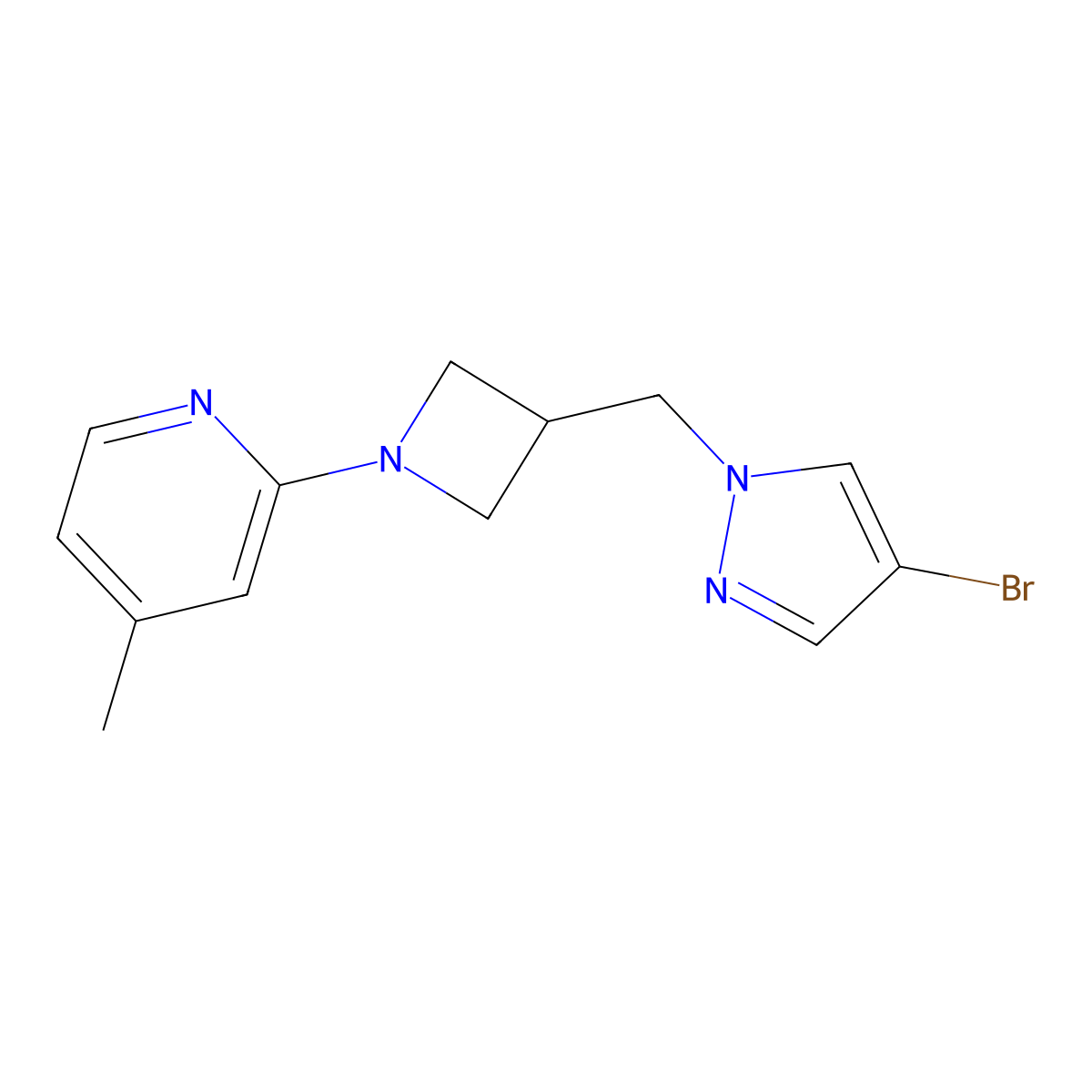 2-{3-[(4-bromo-1H-pyrazol-1-yl)methyl]azetidin-1-yl}-4-methylpyridine molecular structure, CAS 3054406-61-7