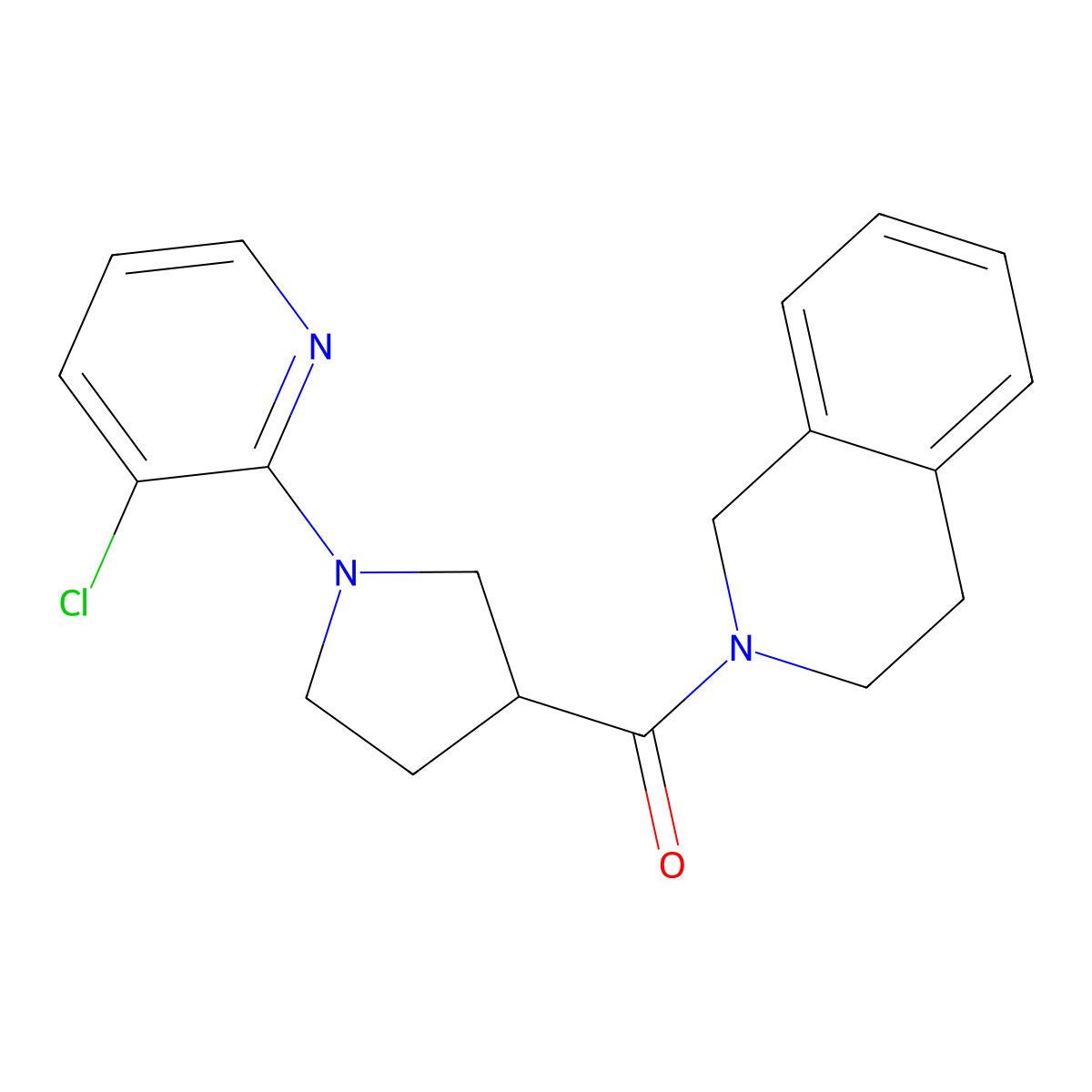 2-[1-(3-Chloropyridin-2-yl)pyrrolidine-3-carbonyl]-1,2,3,4-tetrahydroisoquinoline molecular structure, CAS 3054406-64-0