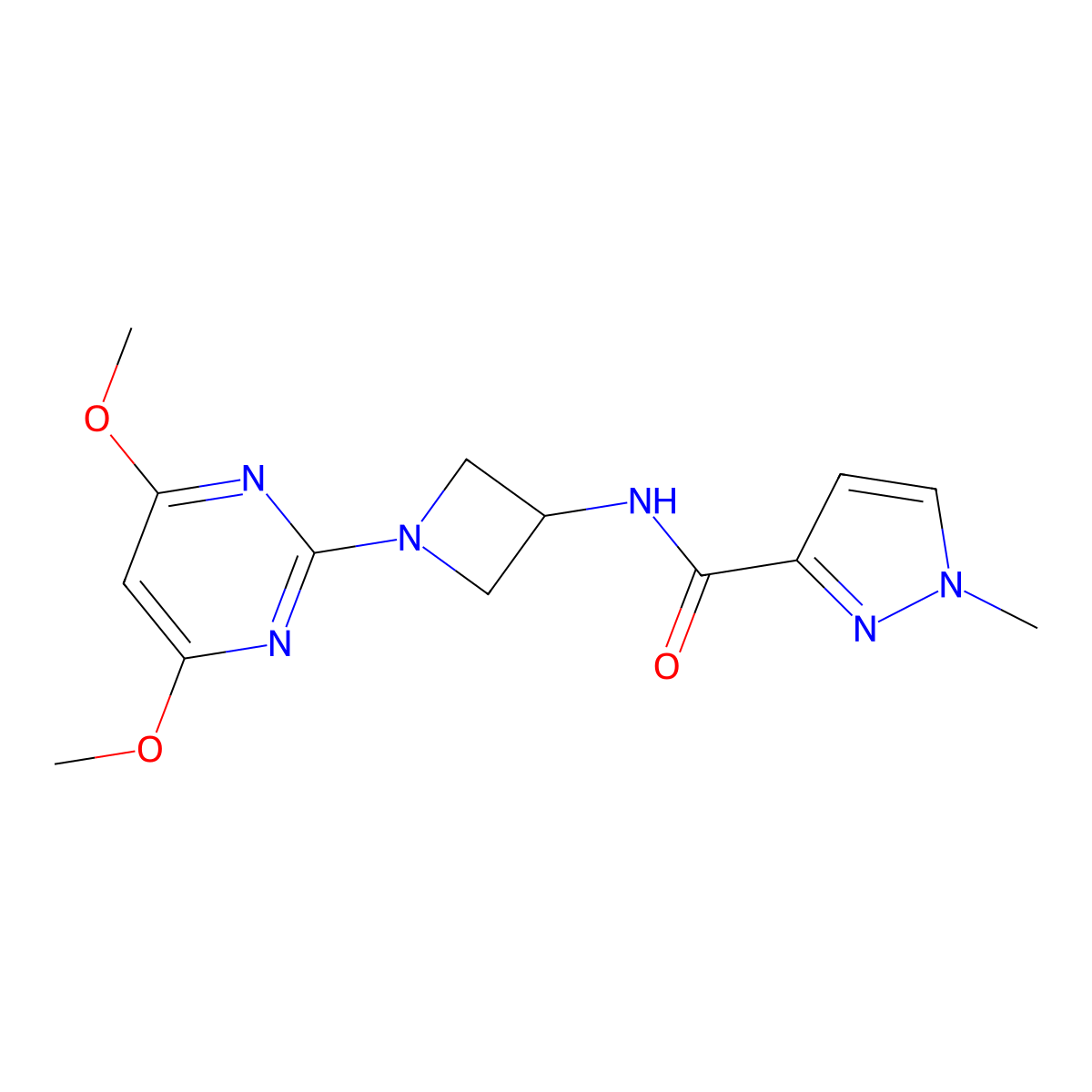 N-[1-(4,6-dimethoxypyrimidin-2-yl)azetidin-3-yl]-1-methyl-1H-pyrazole-3-carboxamide molecular structure, CAS 3054406-67-3