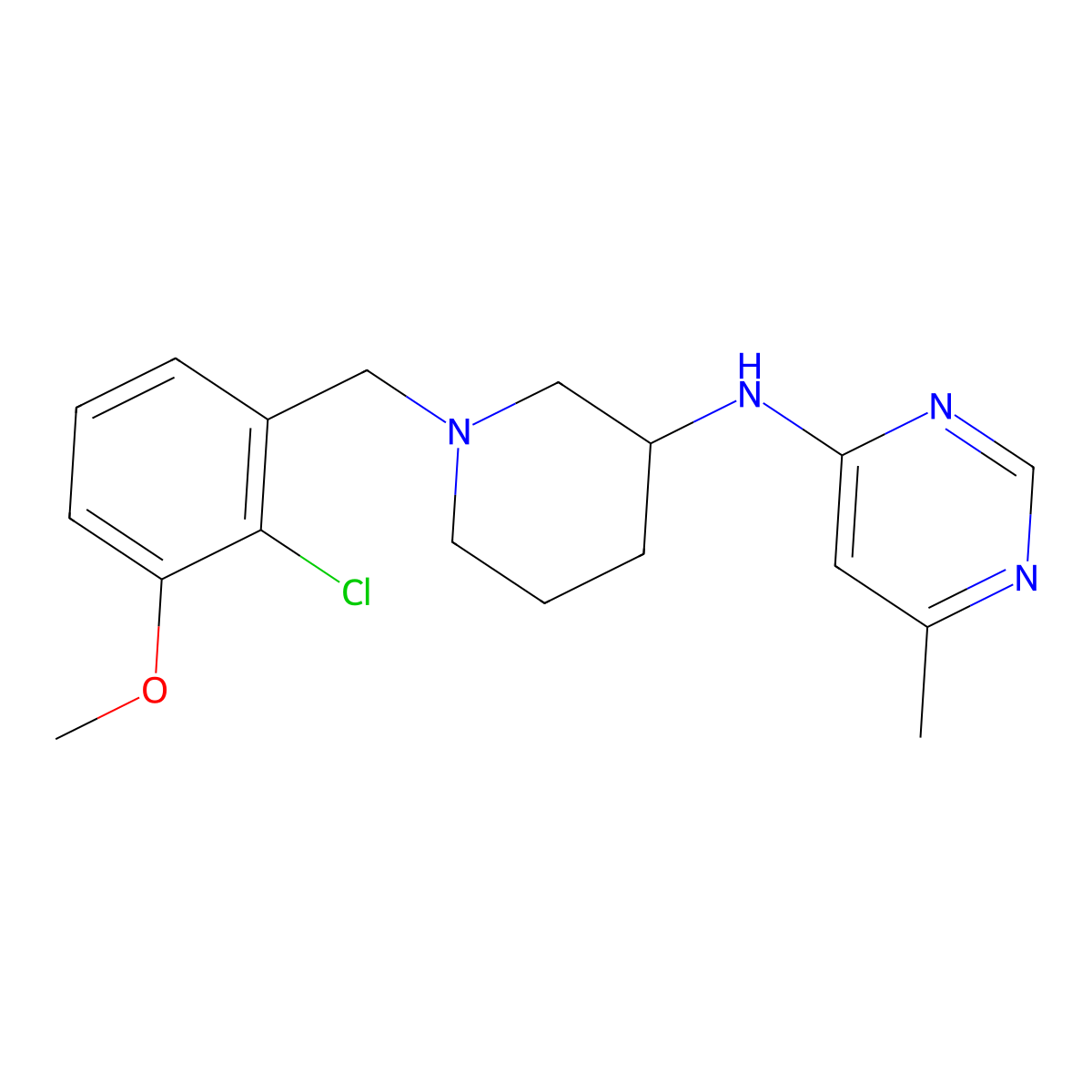 N-{1-[(2-chloro-3-methoxyphenyl)methyl]piperidin-3-yl}-6-methylpyrimidin-4-amine molecular structure, CAS 3054406-78-6