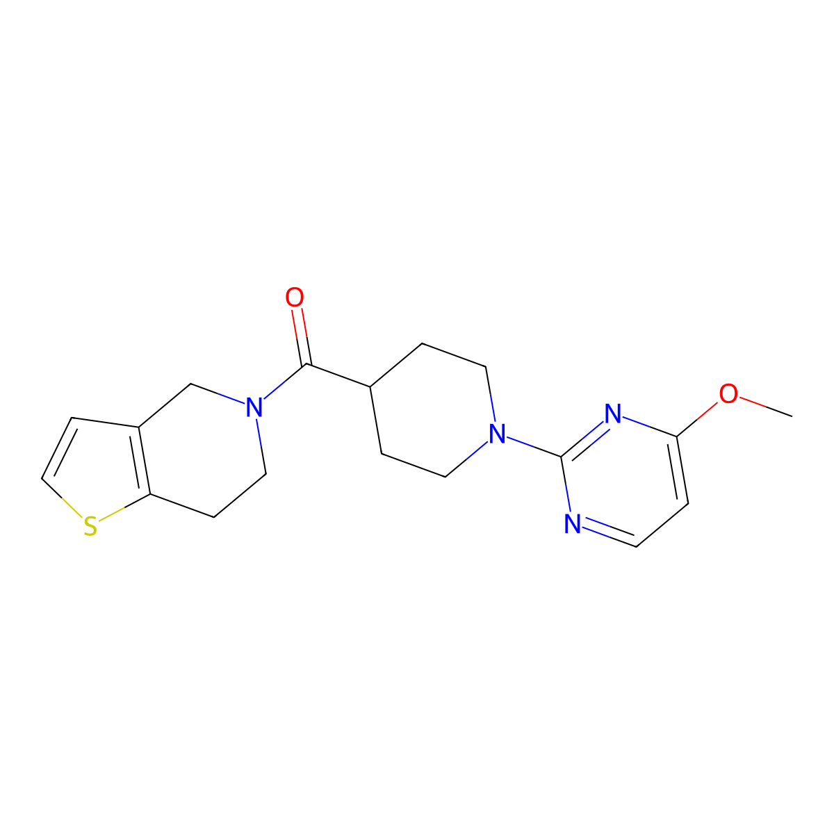 4-methoxy-2-(4-{4H,5H,6H,7H-thieno[3,2-c]pyridine-5-carbonyl}piperidin-1-yl)pyrimidine molecular structure, CAS 3054406-80-0