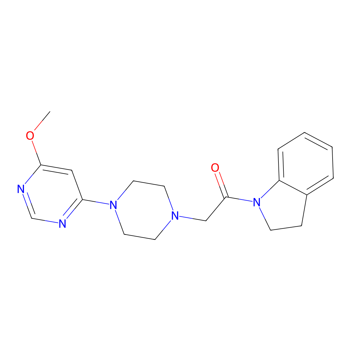 1-(2,3-dihydro-1H-indol-1-yl)-2-[4-(6-methoxypyrimidin-4-yl)piperazin-1-yl]ethan-1-one molecular structure, CAS 3054406-87-7