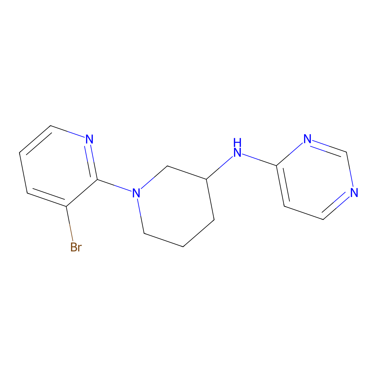 N-[1-(3-bromo-2-pyridinyl)piperidin-3-yl]pyrimidin-4-amine molecular structure, CAS 3054406-90-2