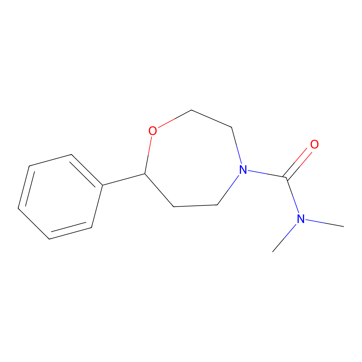 N,N-dimethyl-7-phenyl-1,4-oxazepane-4-carboxamide molecular structure, CAS 3054406-92-4
