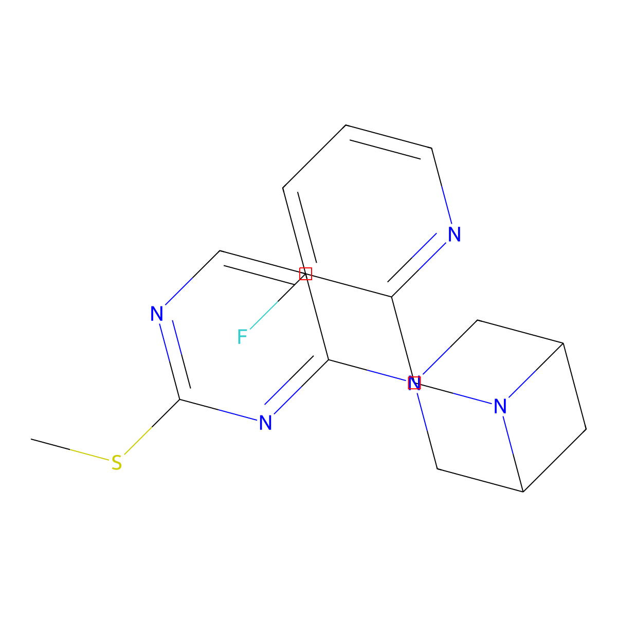 6-[(3-Fluoropyridin-2-yl)methyl]-3-[2-(methylsulfanyl)pyrimidin-4-yl]-3,6-diazabicyclo[3.1.1]heptane molecular structure, CAS 3054406-95-7
