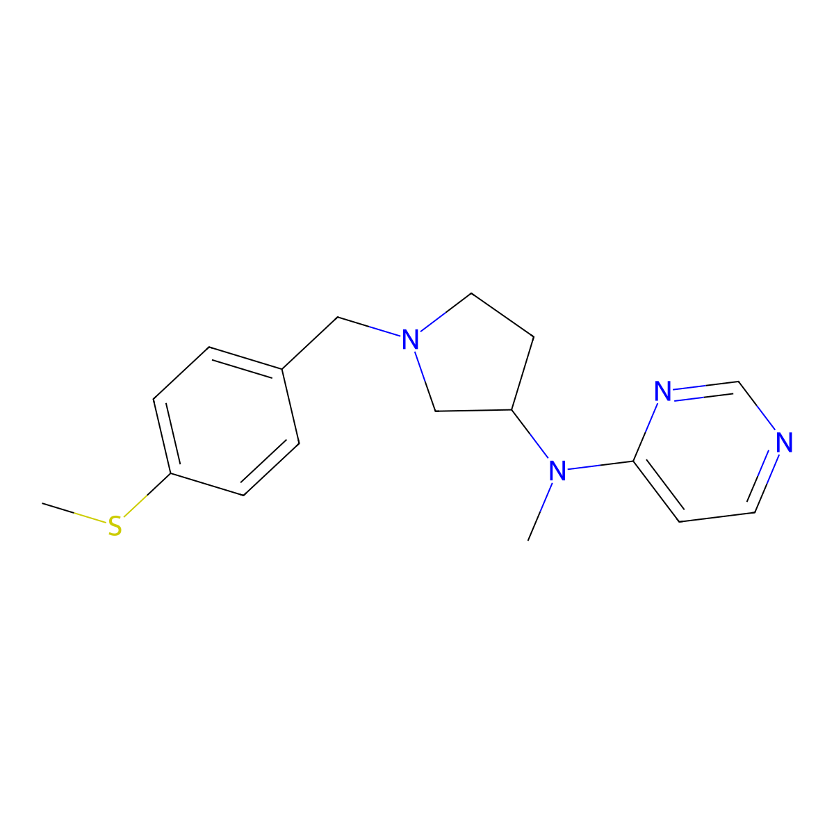 N-methyl-N-(1-{[4-(methylsulfanyl)phenyl]methyl}pyrrolidin-3-yl)pyrimidin-4-amine molecular structure, CAS 3054406-96-8