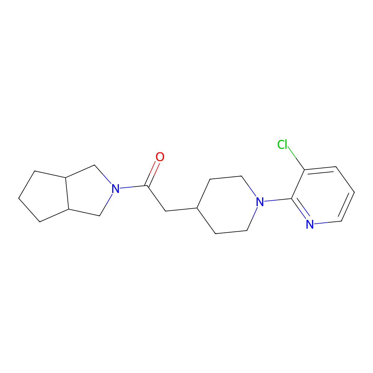 2-[1-(3-Chloropyridin-2-yl)piperidin-4-yl]-1-{octahydrocyclopenta[c]pyrrol-2-yl}ethan-1-one molecular structure, CAS 3054407-02-9