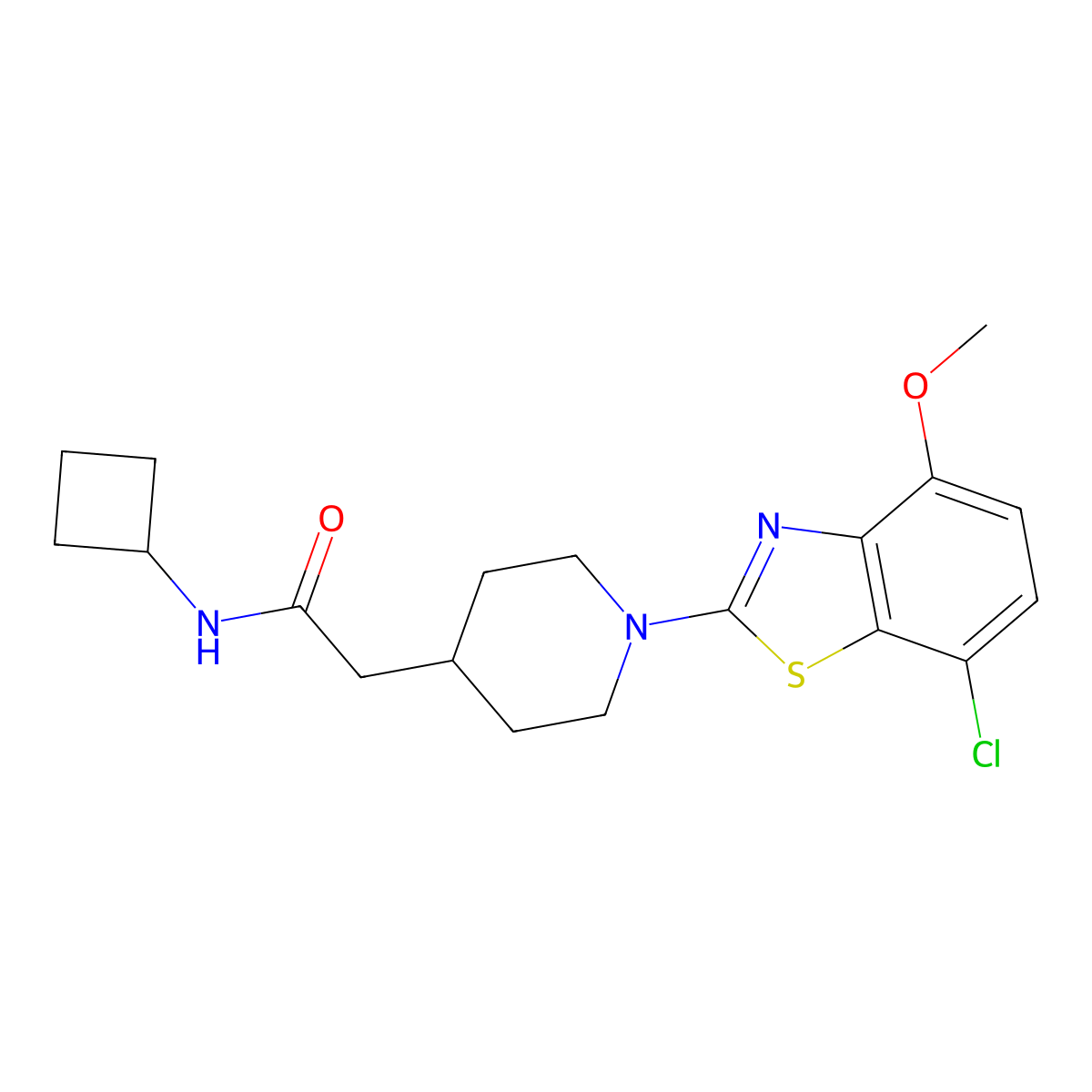 2-[1-(7-chloro-4-methoxy-1,3-benzothiazol-2-yl)piperidin-4-yl]-N-cyclobutylacetamide molecular structure, CAS 3054407-04-1