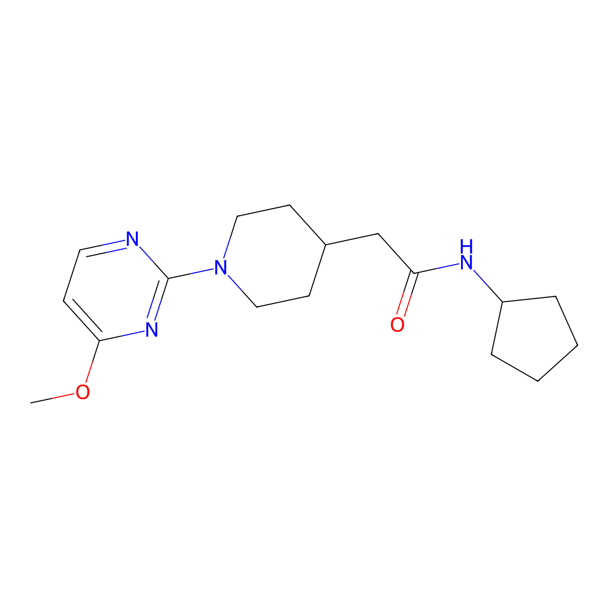 N-cyclopentyl-2-[1-(4-methoxypyrimidin-2-yl)piperidin-4-yl]acetamide molecular structure, CAS 3054407-07-4