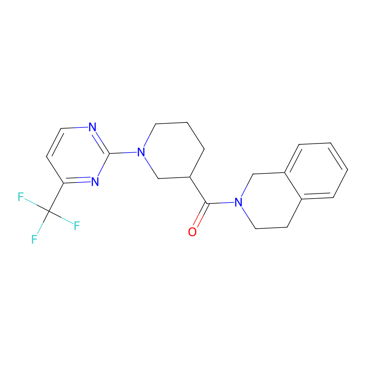 2-{1-[4-(Trifluoromethyl)pyrimidin-2-yl]piperidine-3-carbonyl}-1,2,3,4-tetrahydroisoquinoline molecular structure, CAS 3054407-08-5