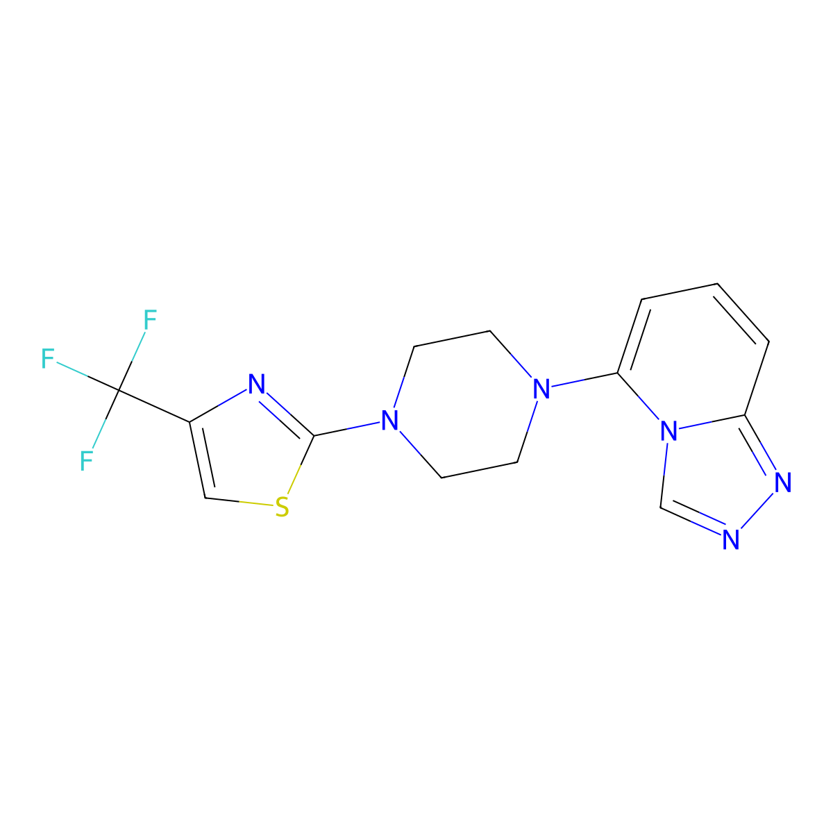 1-{[1,2,4]Triazolo[4,3-a]pyridin-5-yl}-4-[4-(trifluoromethyl)-1,3-thiazol-2-yl]piperazine molecular structure, CAS 3054407-14-3