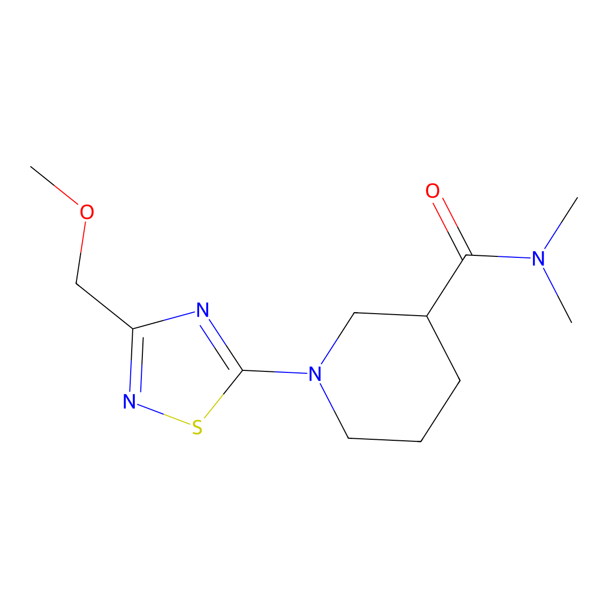 1-[3-(methoxymethyl)-1,2,4-thiadiazol-5-yl]-N,N-dimethylpiperidine-3-carboxamide molecular structure, CAS 3054407-16-5