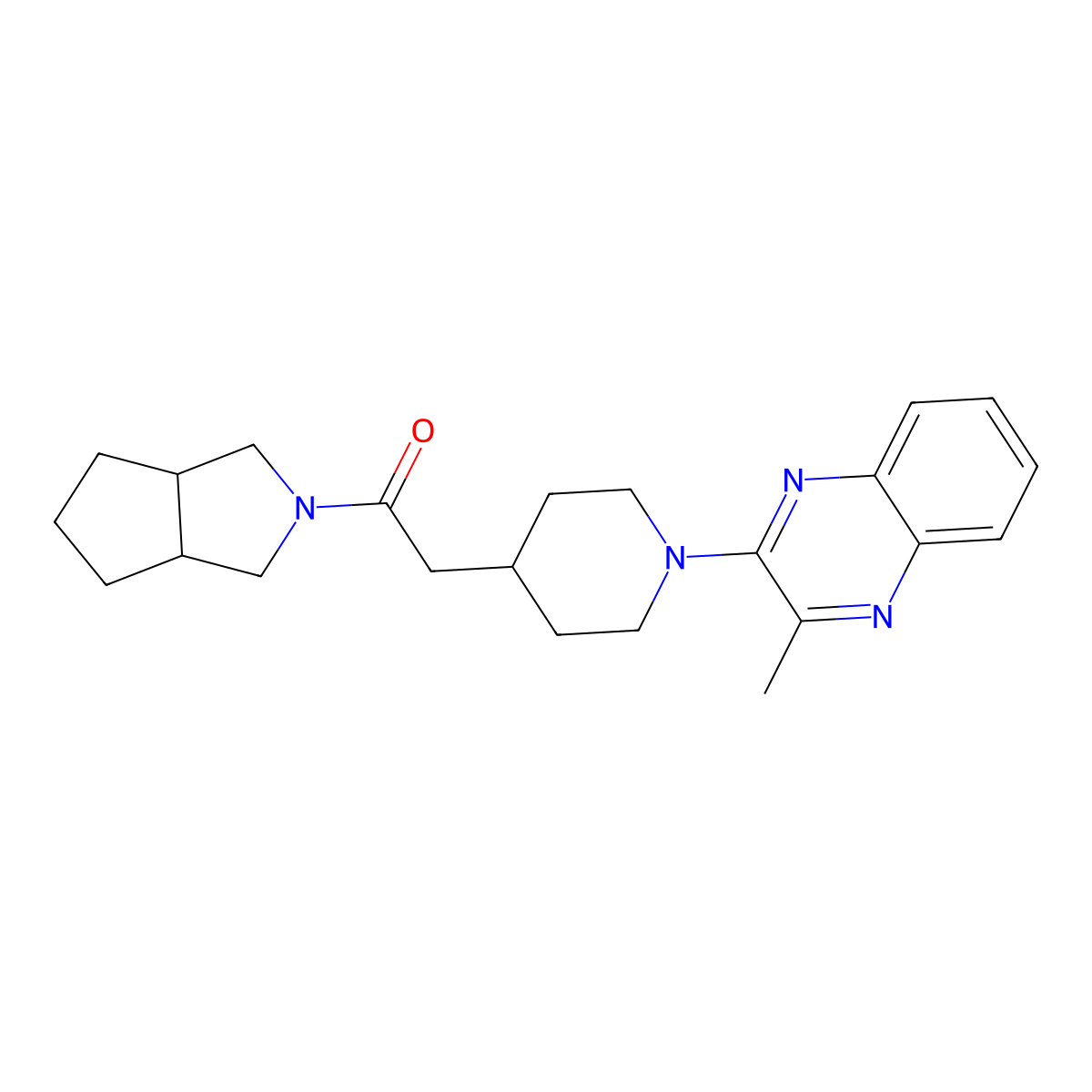 2-[1-(3-Methylquinoxalin-2-yl)piperidin-4-yl]-1-{octahydrocyclopenta[c]pyrrol-2-yl}ethan-1-one molecular structure, CAS 3054407-18-7
