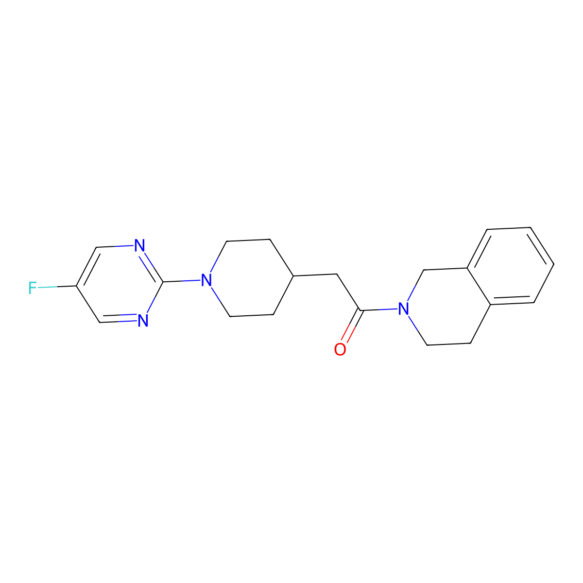 2-[1-(5-Fluoropyrimidin-2-yl)piperidin-4-yl]-1-(1,2,3,4-tetrahydroisoquinolin-2-yl)ethan-1-one molecular structure, CAS 3054407-19-8