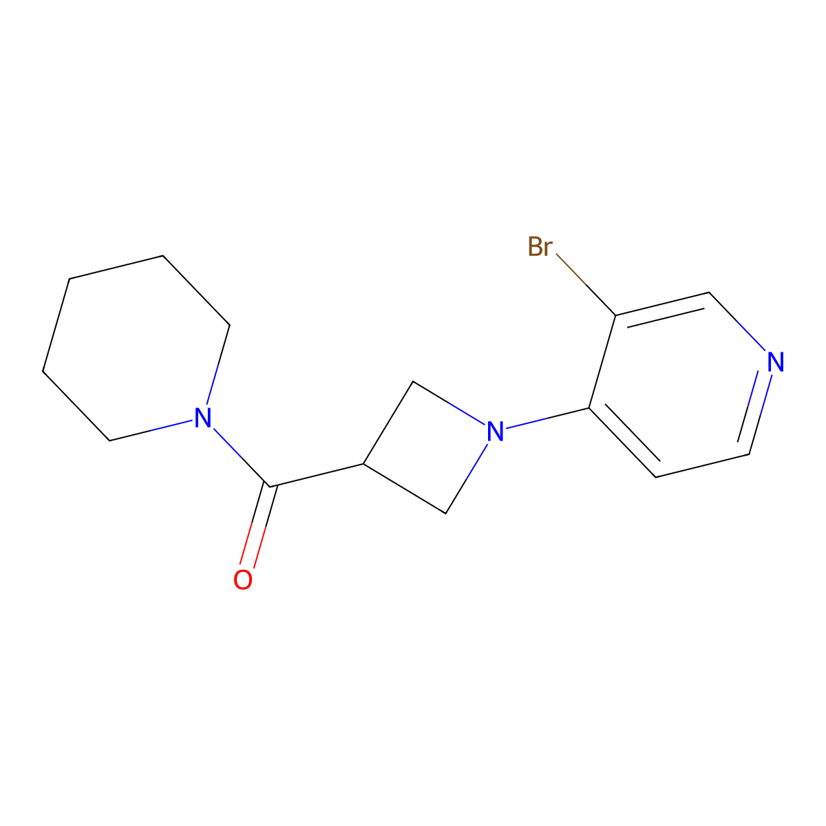 3-Bromo-4-[3-(piperidine-1-carbonyl)azetidin-1-yl]pyridine molecular structure, CAS 3054407-20-1