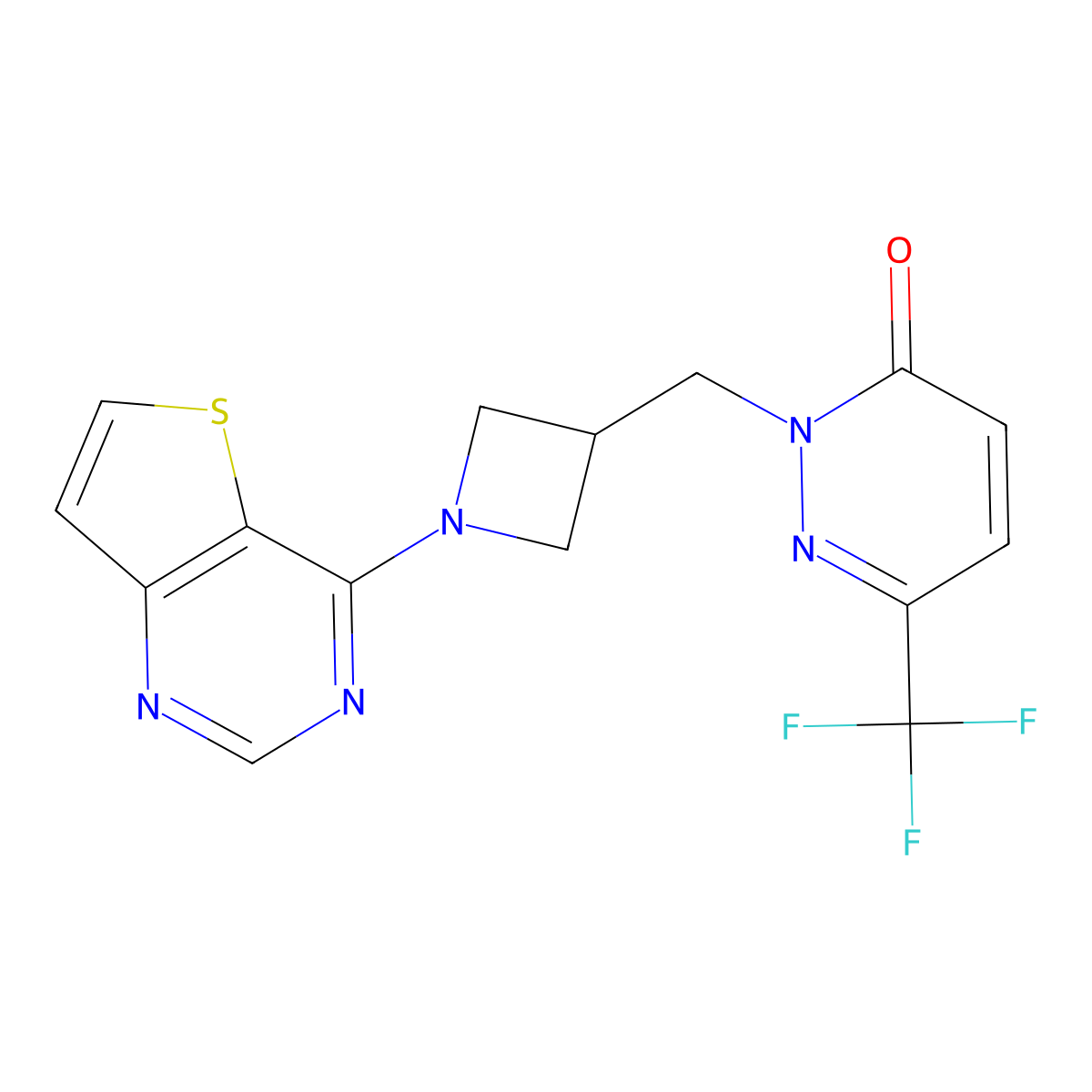 2-[(1-{Thieno[3,2-d]pyrimidin-4-yl}azetidin-3-yl)methyl]-6-(trifluoromethyl)-2,3-dihydropyridazin-3-one molecular structure, CAS 3054407-22-3