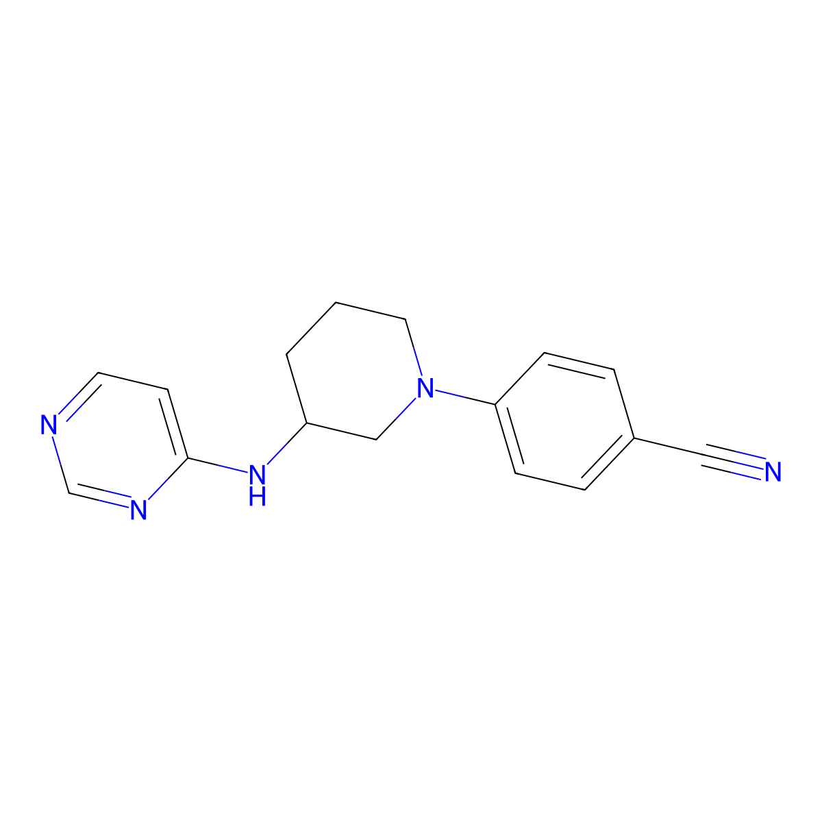 4-{3-[(Pyrimidin-4-yl)amino]piperidin-1-yl}benzonitrile molecular structure, CAS 3054407-24-5