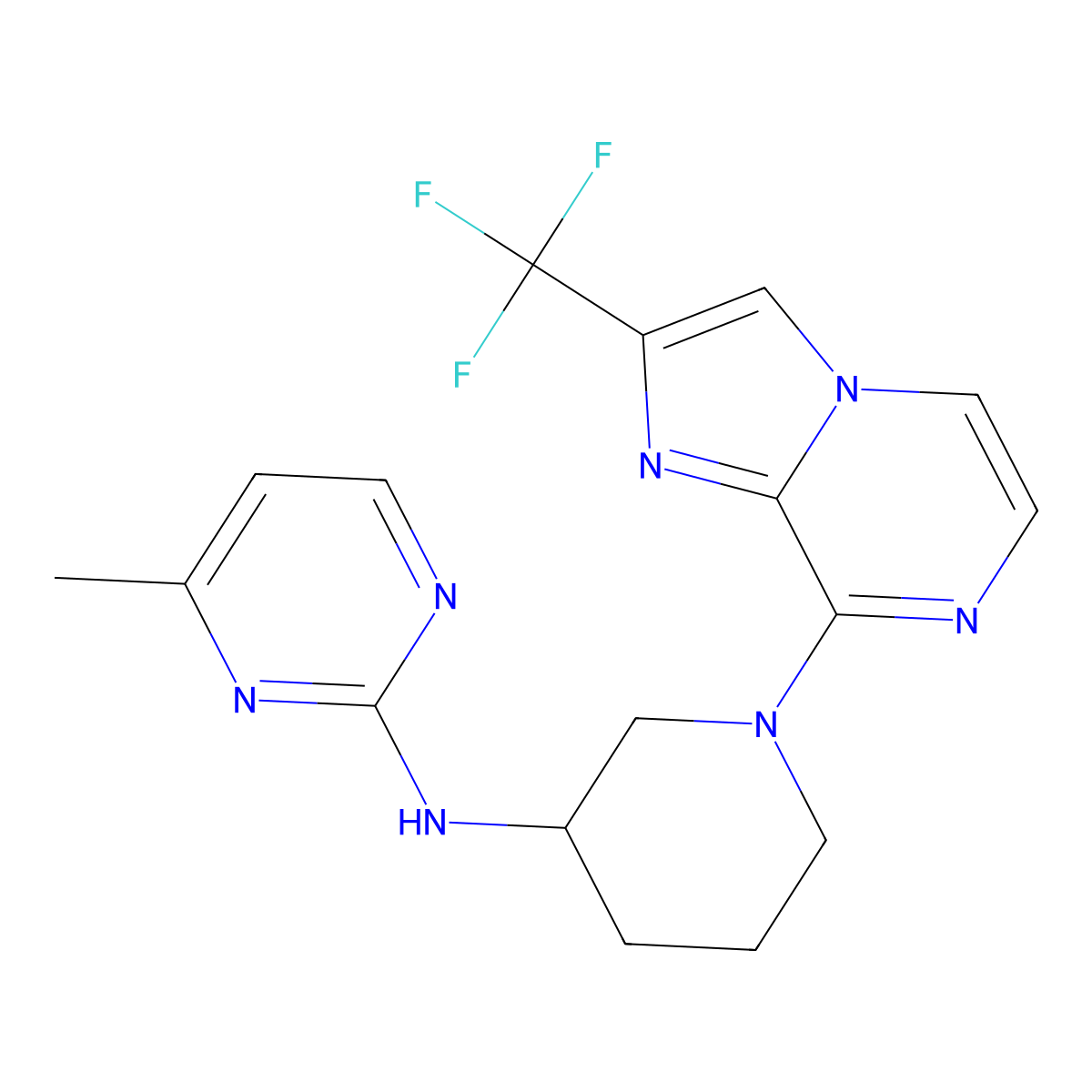 4-methyl-N-[1-[2-(trifluoromethyl)imidazo[1,2-a]pyrazin-8-yl]piperidin-3-yl]pyrimidin-2-amine molecular structure, CAS 3054407-25-6