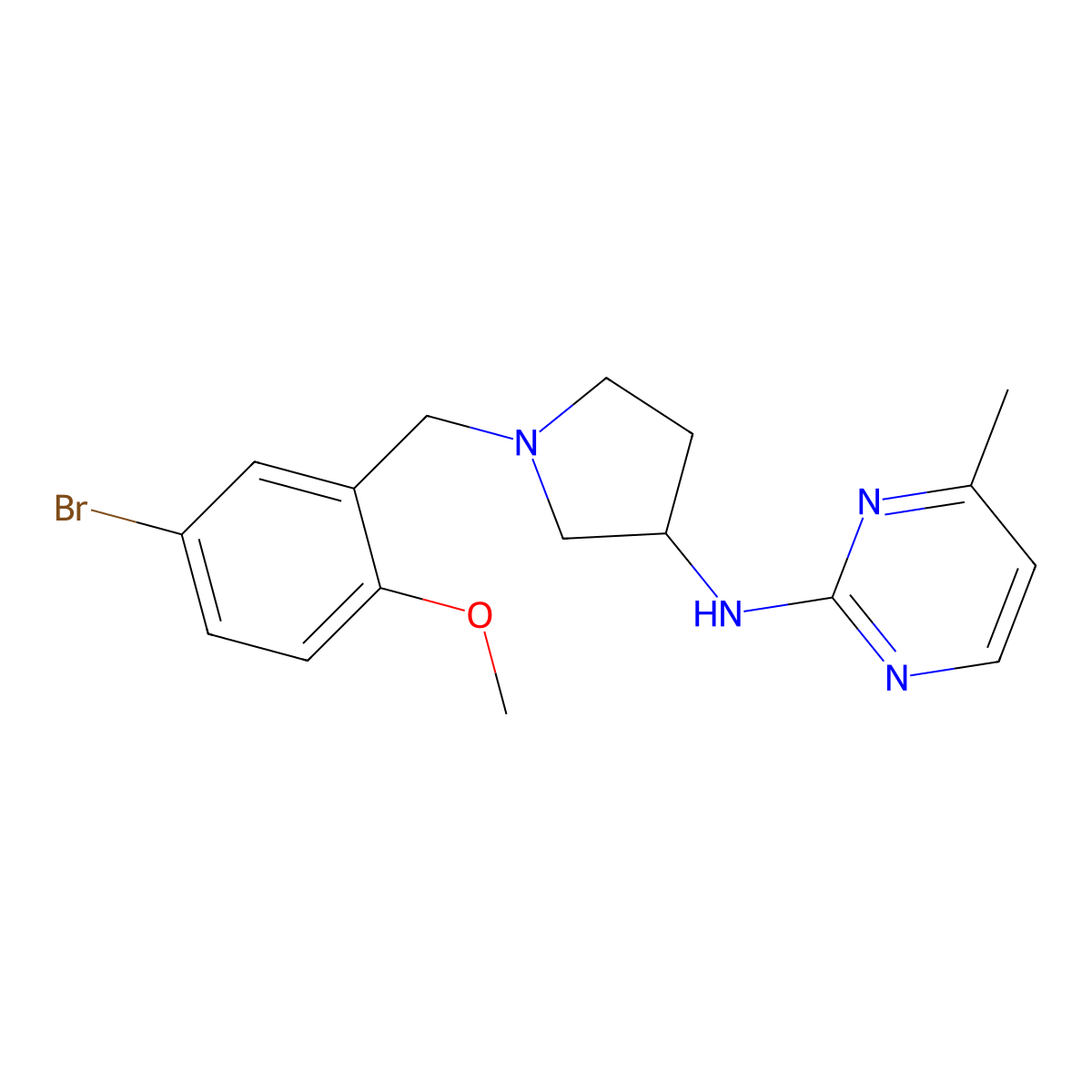 N-{1-[(5-bromo-2-methoxyphenyl)methyl]pyrrolidin-3-yl}-4-methylpyrimidin-2-amine molecular structure, CAS 3054407-26-7