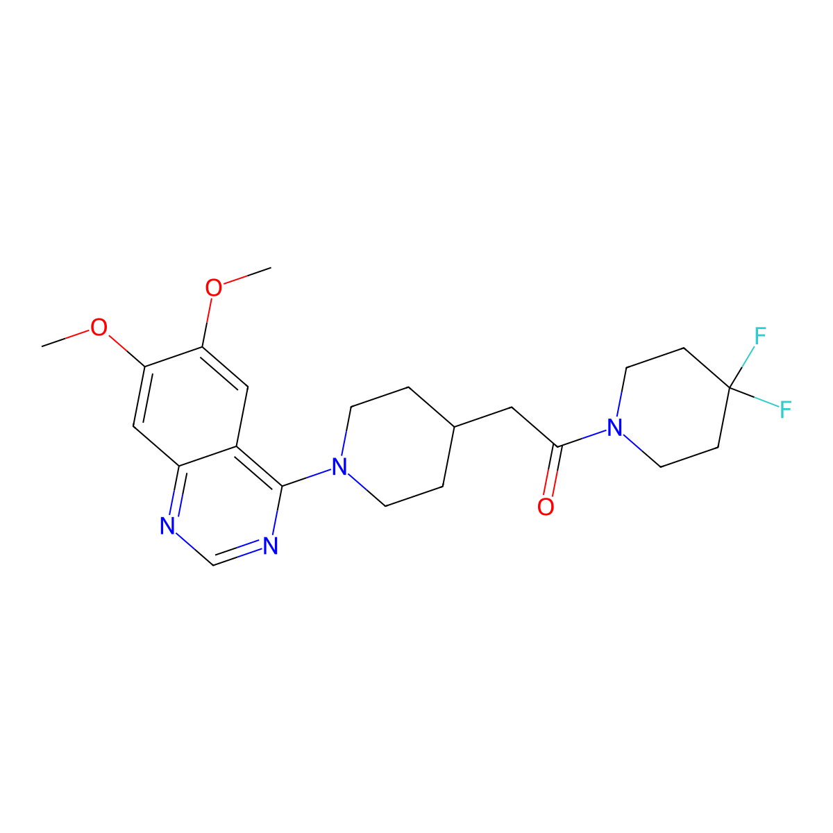 1-(4,4-Difluoropiperidin-1-yl)-2-[1-(6,7-dimethoxyquinazolin-4-yl)piperidin-4-yl]ethan-1-one molecular structure, CAS 3054407-29-0