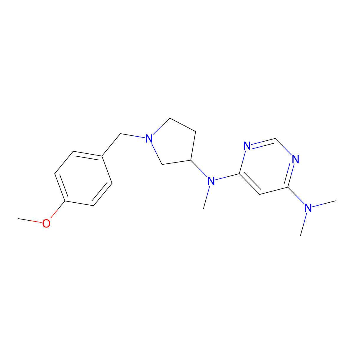 N4-{1-[(4-methoxyphenyl)methyl]pyrrolidin-3-yl}-N4,N6,N6-trimethylpyrimidine-4,6-diamine molecular structure, CAS 3054407-30-3