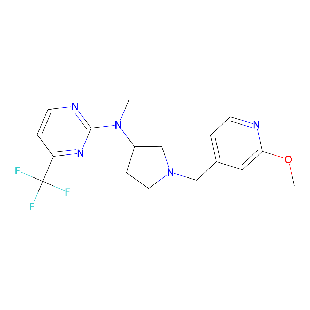 N-{1-[(2-methoxypyridin-4-yl)methyl]pyrrolidin-3-yl}-N-methyl-4-(trifluoromethyl)pyrimidin-2-amine molecular structure, CAS 3054407-32-5