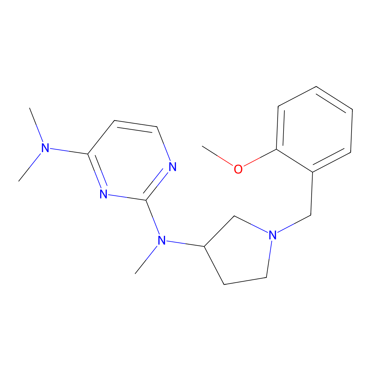 N2-{1-[(2-methoxyphenyl)methyl]pyrrolidin-3-yl}-N2,N4,N4-trimethylpyrimidine-2,4-diamine molecular structure, CAS 3054407-37-0