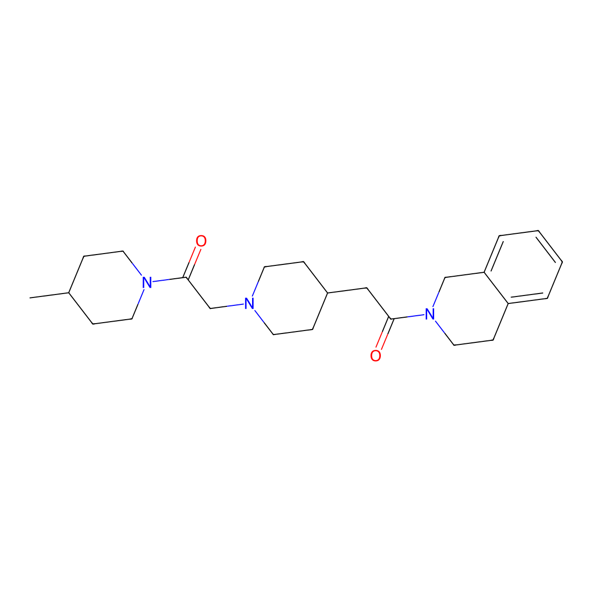2-{1-[2-(4-Methylpiperidin-1-yl)-2-oxoethyl]piperidin-4-yl}-1-(1,2,3,4-tetrahydroisoquinolin-2-yl)ethan-1-one molecular structure, CAS 3054407-38-1