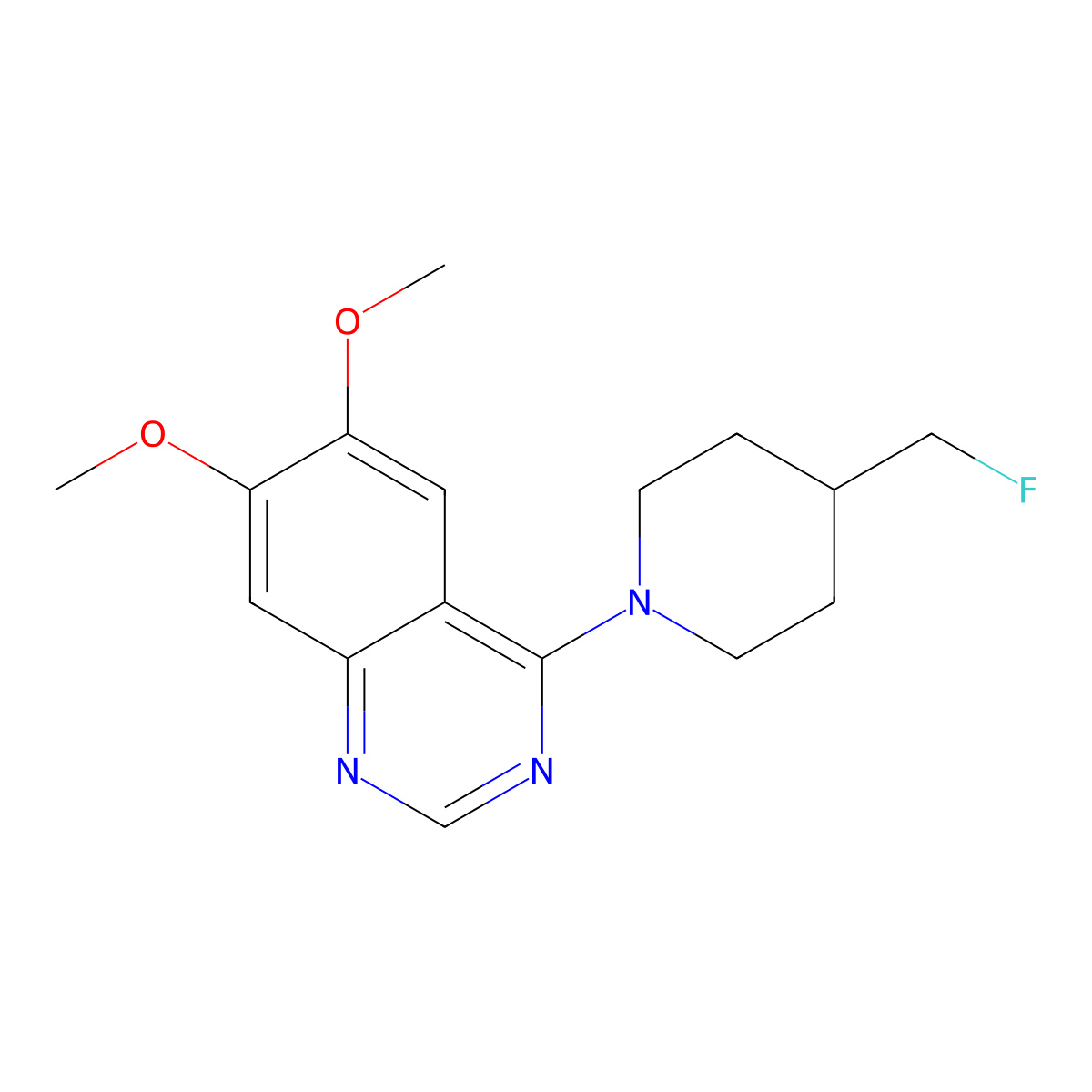 4-[4-(Fluoromethyl)piperidin-1-yl]-6,7-dimethoxyquinazoline molecular structure, CAS 3054407-39-2