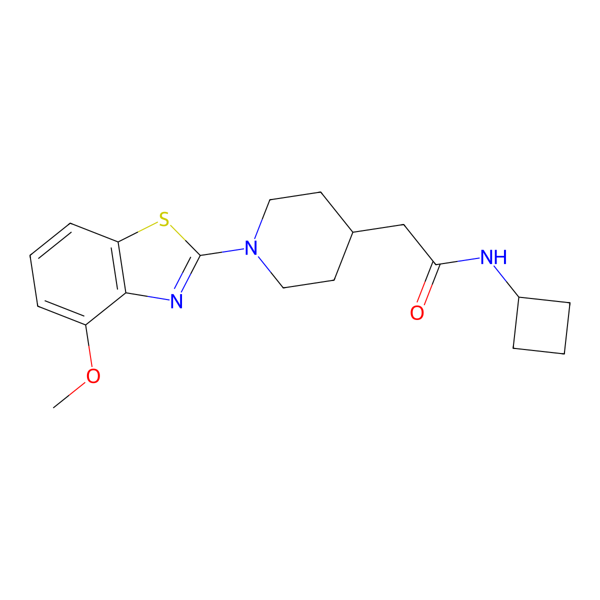 N-cyclobutyl-2-[1-(4-methoxy-1,3-benzothiazol-2-yl)piperidin-4-yl]acetamide molecular structure, CAS 3054407-45-0