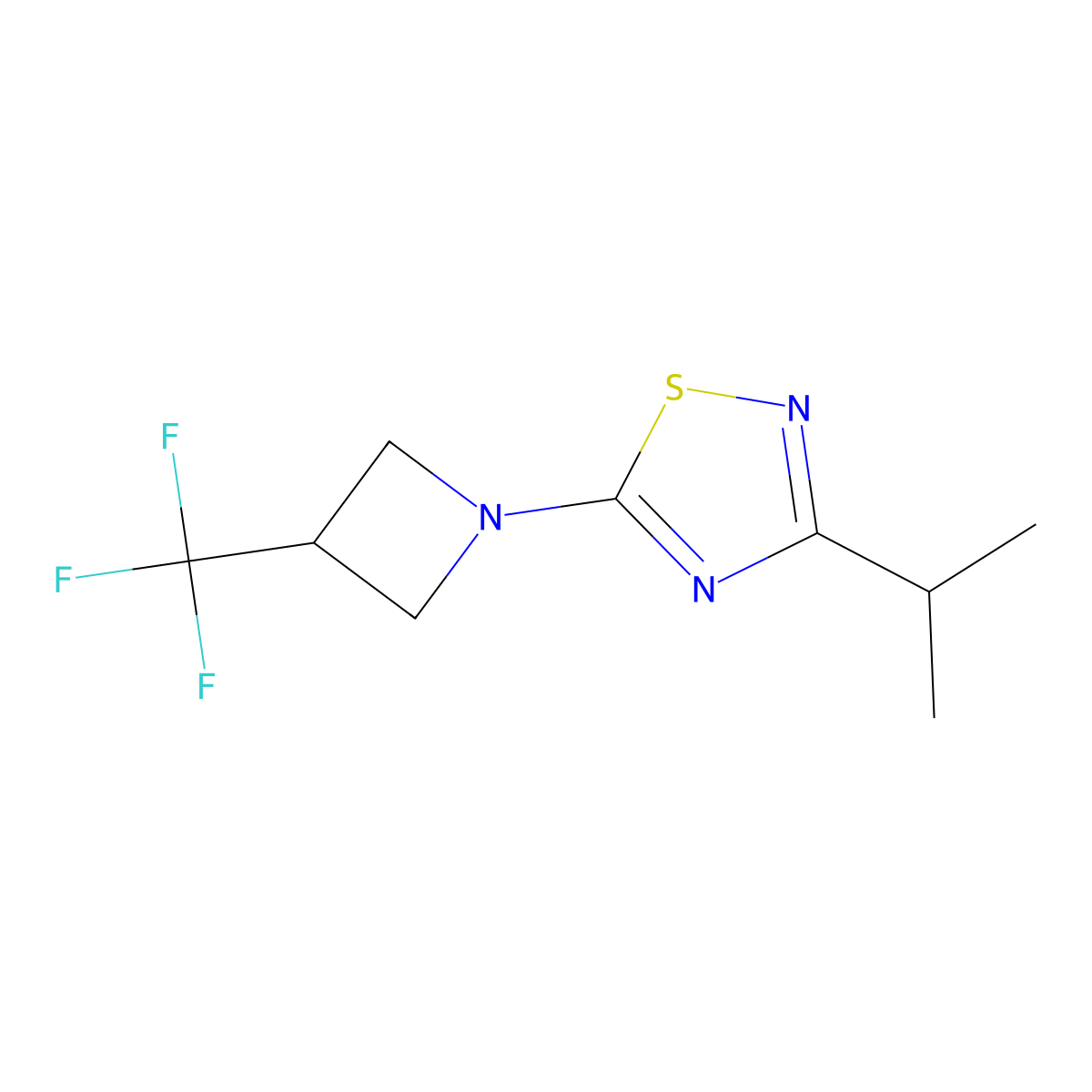 3-(Propan-2-yl)-5-[3-(trifluoromethyl)azetidin-1-yl]-1,2,4-thiadiazole molecular structure, CAS 3054407-52-9