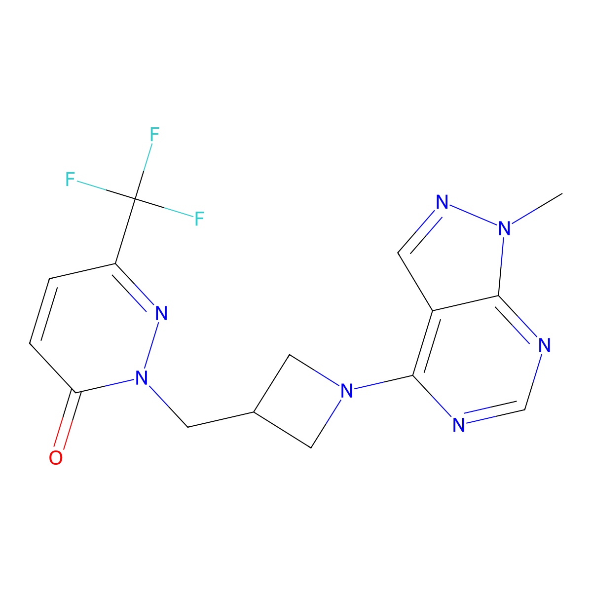 2-[(1-{1-methyl-1H-pyrazolo[3,4-d]pyrimidin-4-yl}azetidin-3-yl)methyl]-6-(trifluoromethyl)-2,3-dihydropyridazin-3-one molecular structure, CAS 3054407-54-1