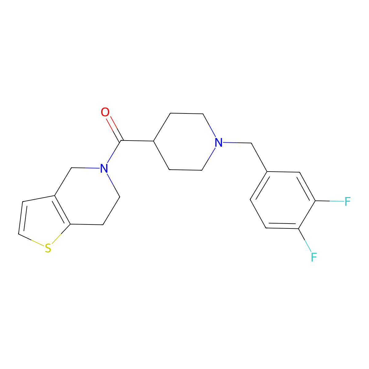 1-[(3,4-difluorophenyl)methyl]-4-{4H,5H,6H,7H-thieno[3,2-c]pyridine-5-carbonyl}piperidine molecular structure, CAS 3054407-74-5