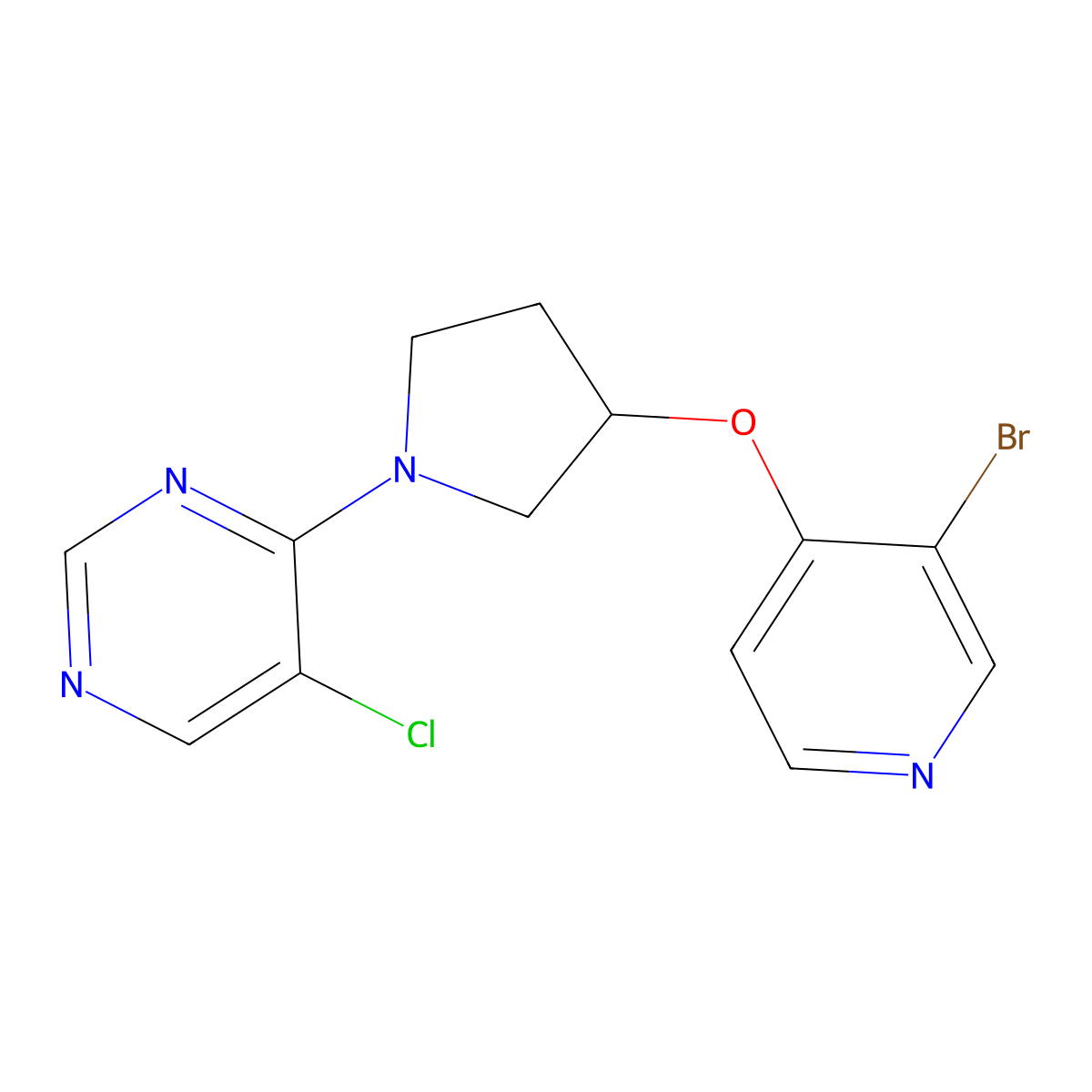 4-{3-[(3-Bromopyridin-4-yl)oxy]pyrrolidin-1-yl}-5-chloropyrimidine molecular structure, CAS 3054407-82-5